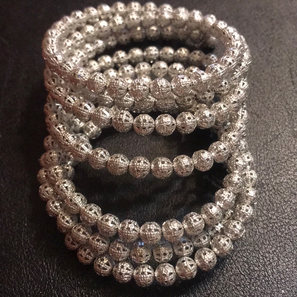 Silver Beaded Wrap Bracelet